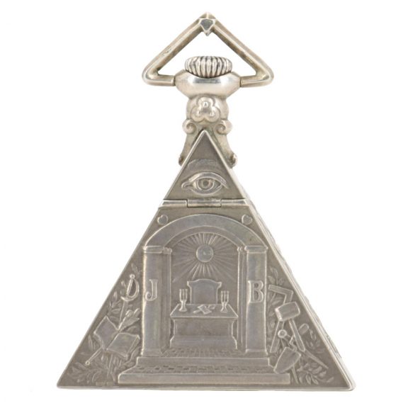 Fine Swiss silver triangle shaped Masonic pocket watch Circa 1900 Fine Swiss silver triangle shaped Masonic pocket watch Circa 1900