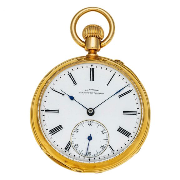German 18 carat gold open faced lever watch Circa 1885