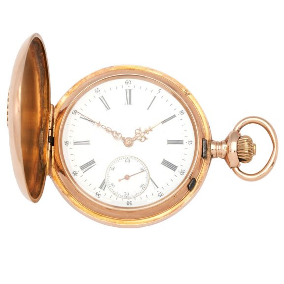 Swiss 18K gold hunting cased lever pocket watch Circa 1900