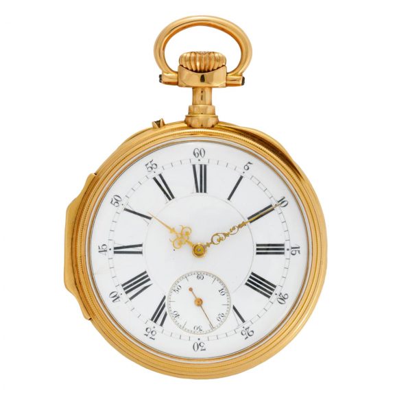 Swiss 18K rose gold open faced lever pocket watch Circa 1885