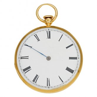 English 18K gold open faced cylinder watch Circa 1820