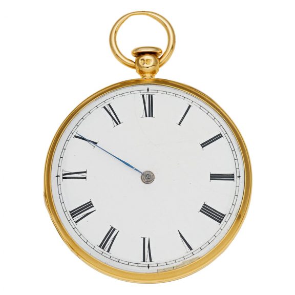 English 18K gold open faced cylinder watch Circa 1820