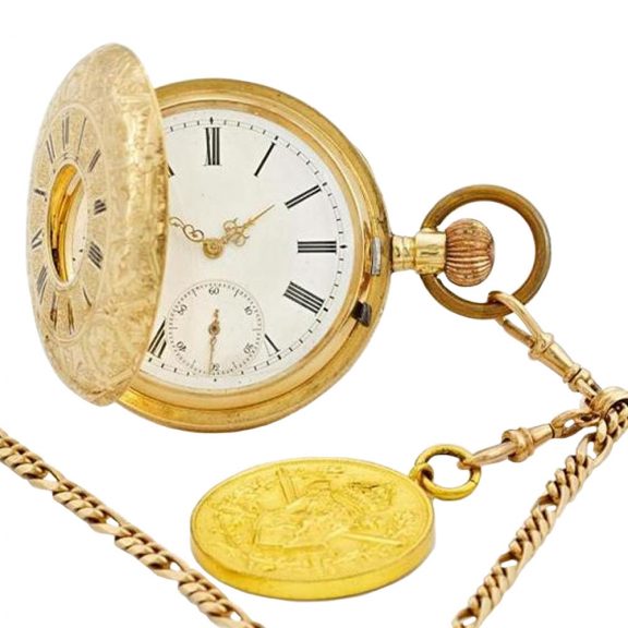Swiss gold half hunting cased lever pocket watch Circa 1890