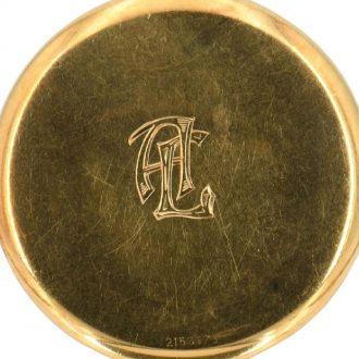 Swiss 18 carat gold open faced lever watch with chain Circa 1915