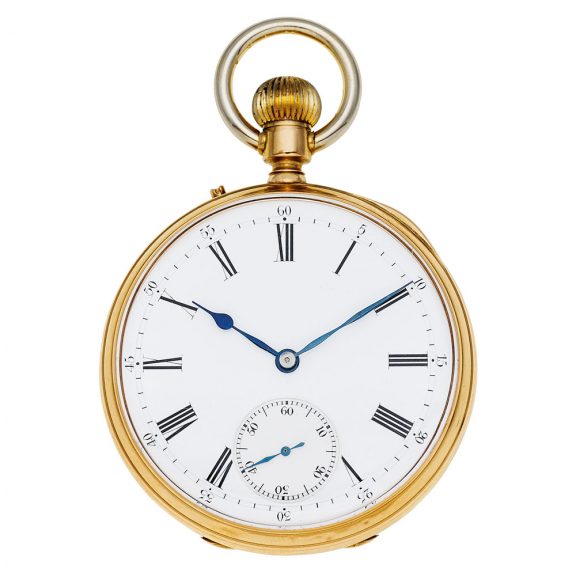 Swiss 18K rose gold open faced lever pocket watch Circa 1880