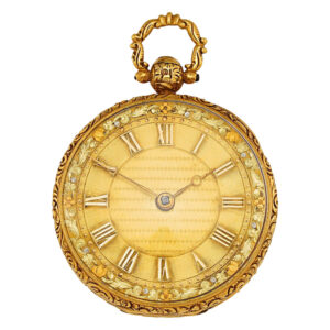 Fine English 18 carat gold open faced verge pocket watch Circa 1865