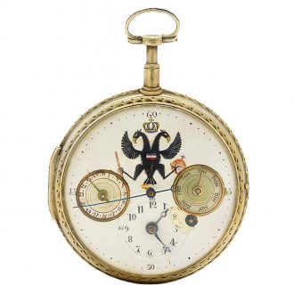 Large French silver open faced verge watch with calendar Circa 1880