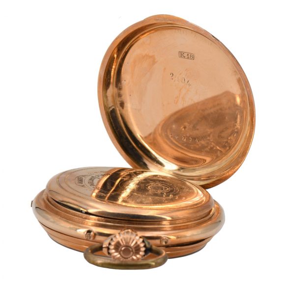 Swiss 18 carat rose gold lever watch with calendar Circa 1890 Swiss 18 carat rose gold lever watch with calendar Circa 1890