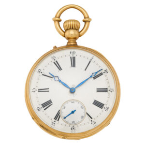 Large Swiss 18 carat gold open faced lever watch Circa 1915