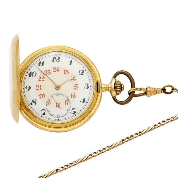 Swiss gold lever with chatelaine and watch chain Circa 1910