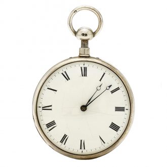 Large English silver open faced striking verge watch Circa 1860