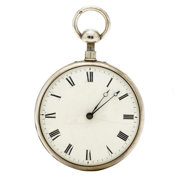 Large English silver open faced striking verge watch Circa 1860