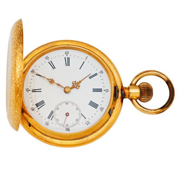 Swiss 18K gold hunting cased lever pocket watch Circa 1880