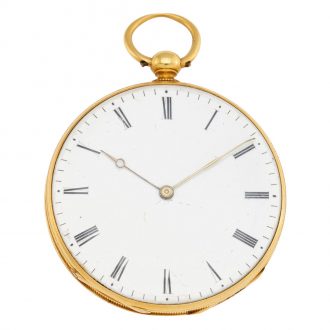 Swiss 18 carat gold open faced key wound pocket watch Circa 1885