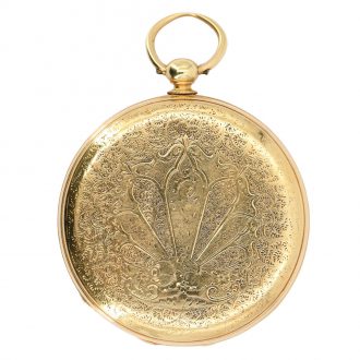 Swiss 18 carat gold open faced key wound pocket watch Circa 1885