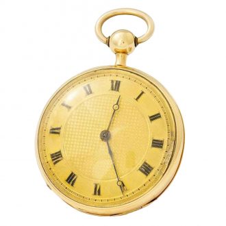 English gold open faced key wound striking watch Circa 1825