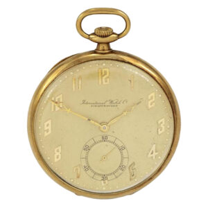 Swiss 14 carat gold open faced lever pocket watch Circa 1935