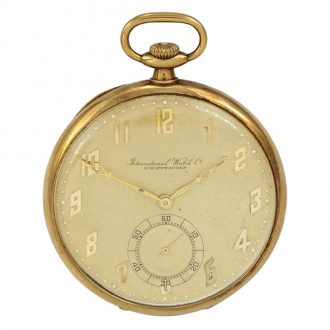 Swiss 14 carat gold open faced lever pocket watch Circa 1935