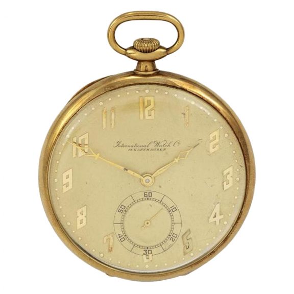 Swiss 14 carat gold open faced lever pocket watch Circa 1935