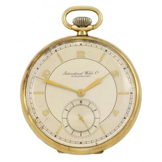 Swiss 14 carat gold open faced lever pocket watch Circa 1935