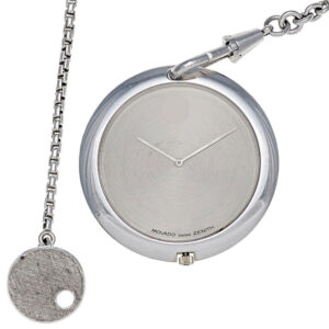 Swiss 18 carat white gold open faced watch with chain Circa 1980