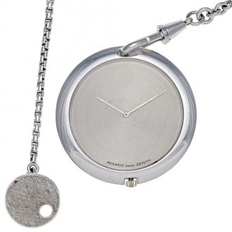 Swiss 18 carat white gold open faced watch with chain Circa 1980