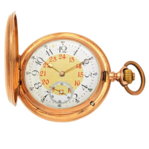 Solid Swiss rose gold hunting cased lever watch Circa 1900