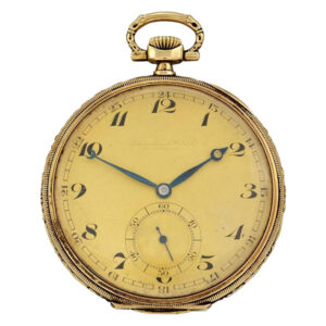 Swiss 14 carat gold open faced lever pocket watch Circa 1921