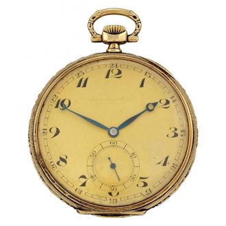 Swiss 14 carat gold open faced lever pocket watch Circa 1921