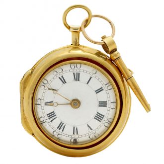Small French gilded pair cased verge pocket watch Circa 1770