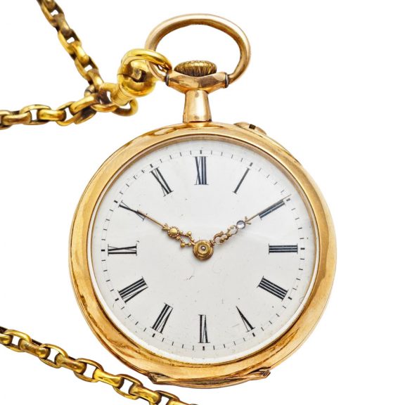 Swiss 18K rose gold open faced lever ladies' watch Circa 1900
