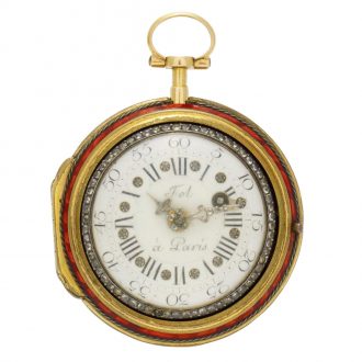 Small French gilt and enamel verge in pair cases Circa 1880