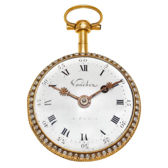 Fine French gold, enamel and pearl set verge watch Circa 1790