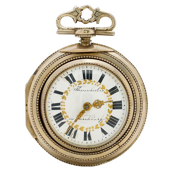 Large Austrian silver pair cased key wound watch Circa 1760
