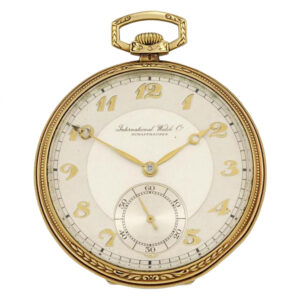 Swiss 14 carat gold open faced lever pocket watch Circa 1935