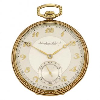 Swiss 14 carat gold open faced lever pocket watch Circa 1935
