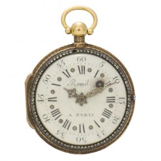 French gilt and diamond set open faced verge watch Circa 1880
