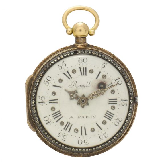French gilt and diamond set open faced verge watch Circa 1880