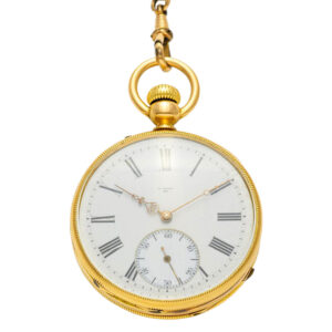 English 18 carat gold and enamel hand wound watch Circa 1880