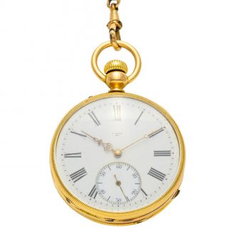 English 18 carat gold and enamel hand wound watch Circa 1880