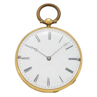 Early Swiss 18 carat gold open faced lever pocket watch Circa 1845
