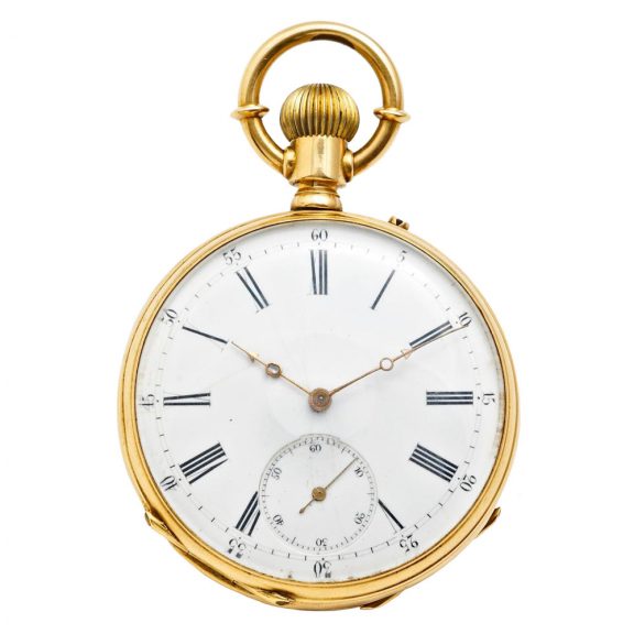 Fine Swiss 18 carat gold open faced lever watch Circa 1900