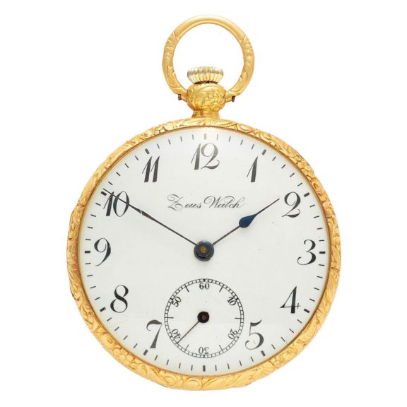 Swiss 18 carat gold open faced lever pocket watch Circa 1920