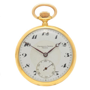 Swiss 14 carat gold open faced lever pocket watch Circa 1960