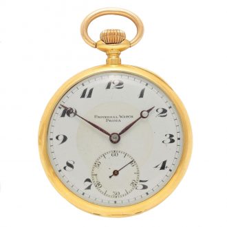 Swiss 14 carat gold open faced lever pocket watch Circa 1960
