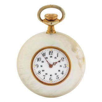 Swiss gilt and mother-of-pearl lever pocket watch Circa 1905