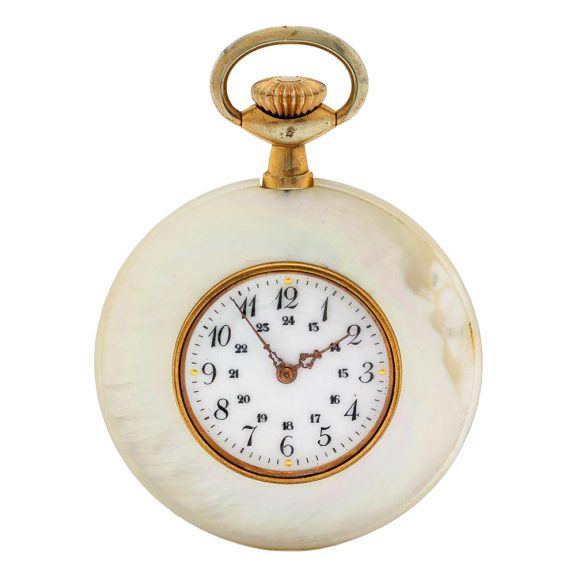 Swiss gilt and mother-of-pearl lever pocket watch Circa 1905