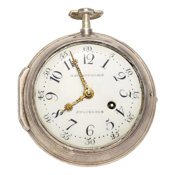Large Swedish silver key wound pocket watch Circa 1775