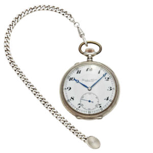 Swiss silver open faced lever watch with chain Circa 1920