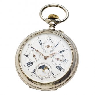 Swiss steel open faced complicated lever watch Circa 1890